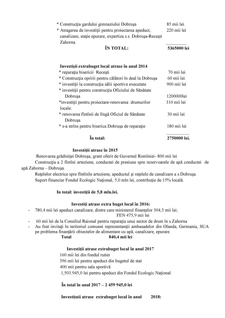 Realizări în comuna Dobrușa_2